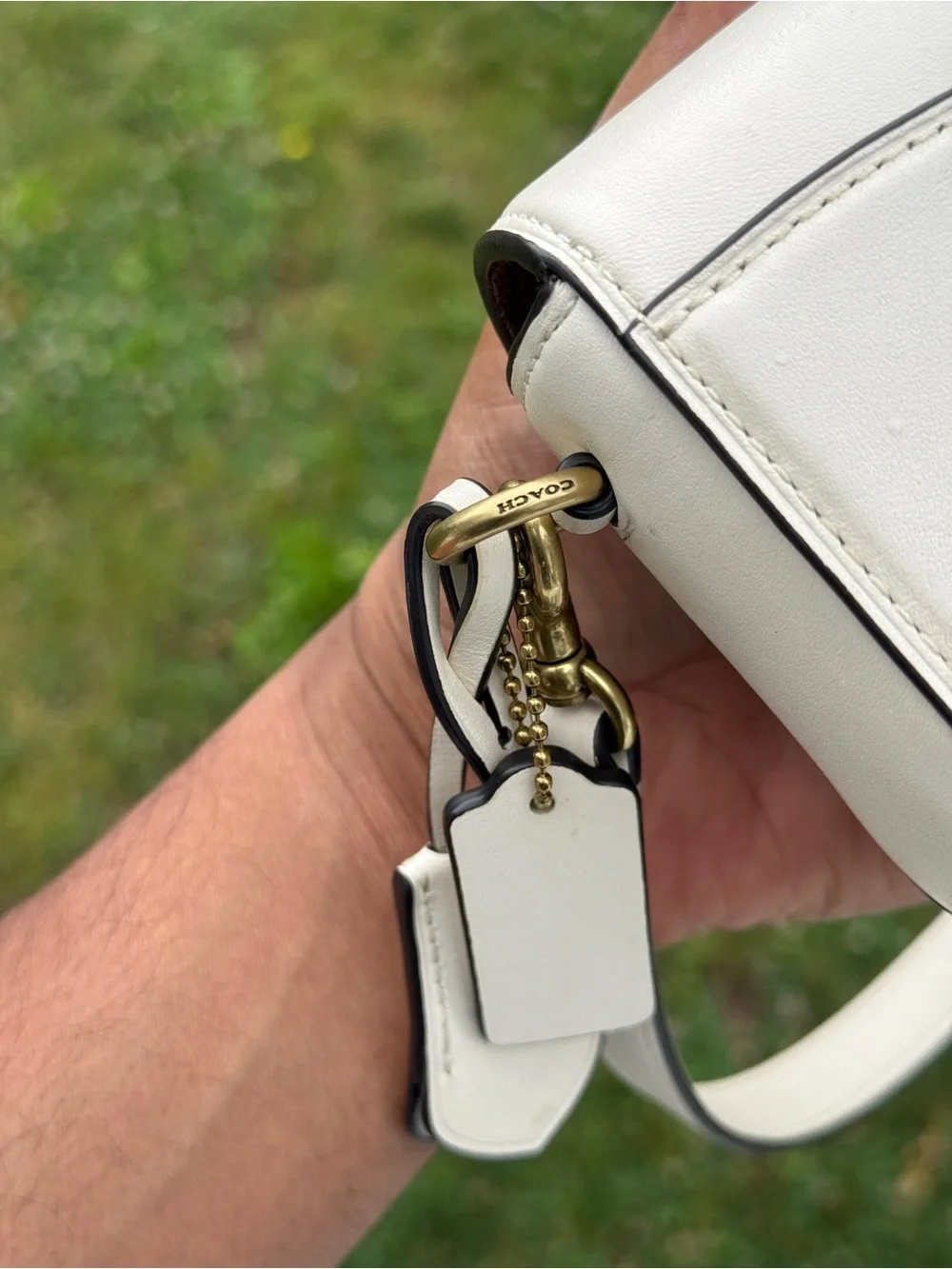 Coach Studio Bag 20 C Cream Leather Shoulder Bag with Gold  discontinued model